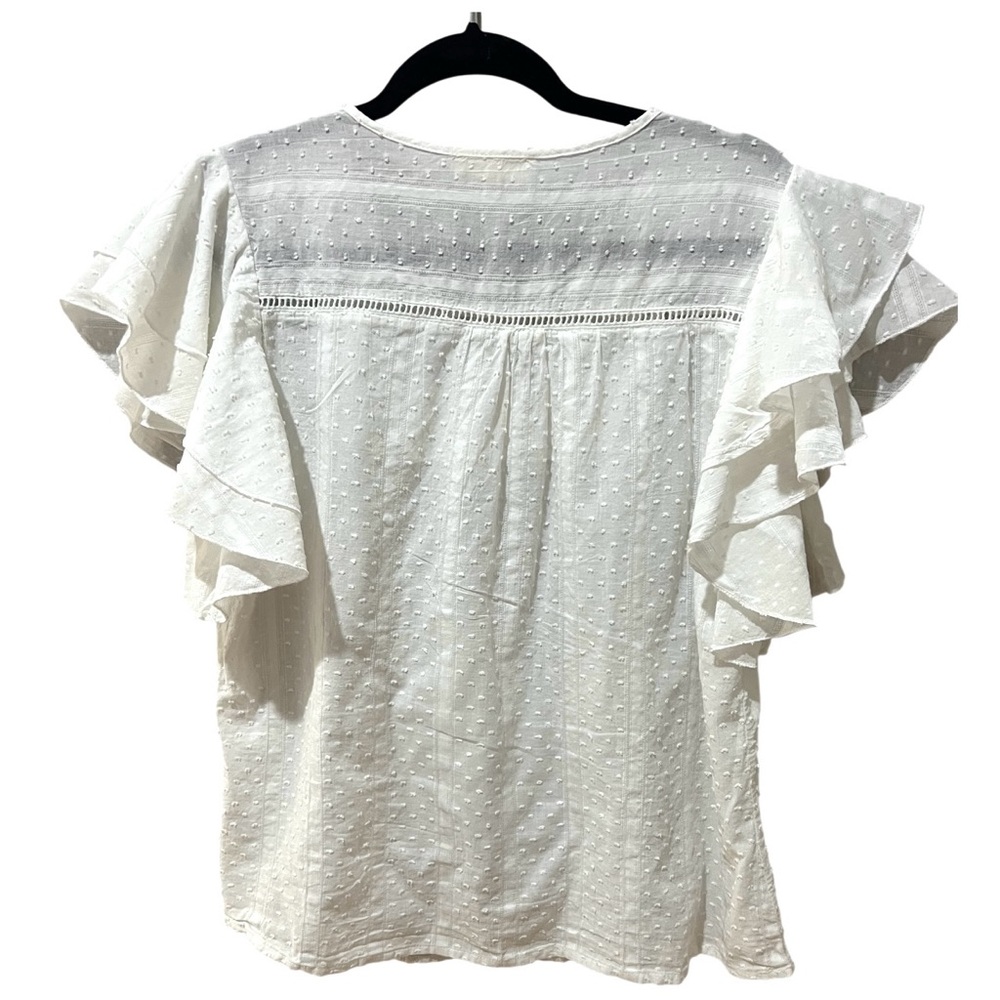 Solitaire White Boho  Top Flutter Sleeve Lace Blouse SZ XL EUC - Picture 5 of 8